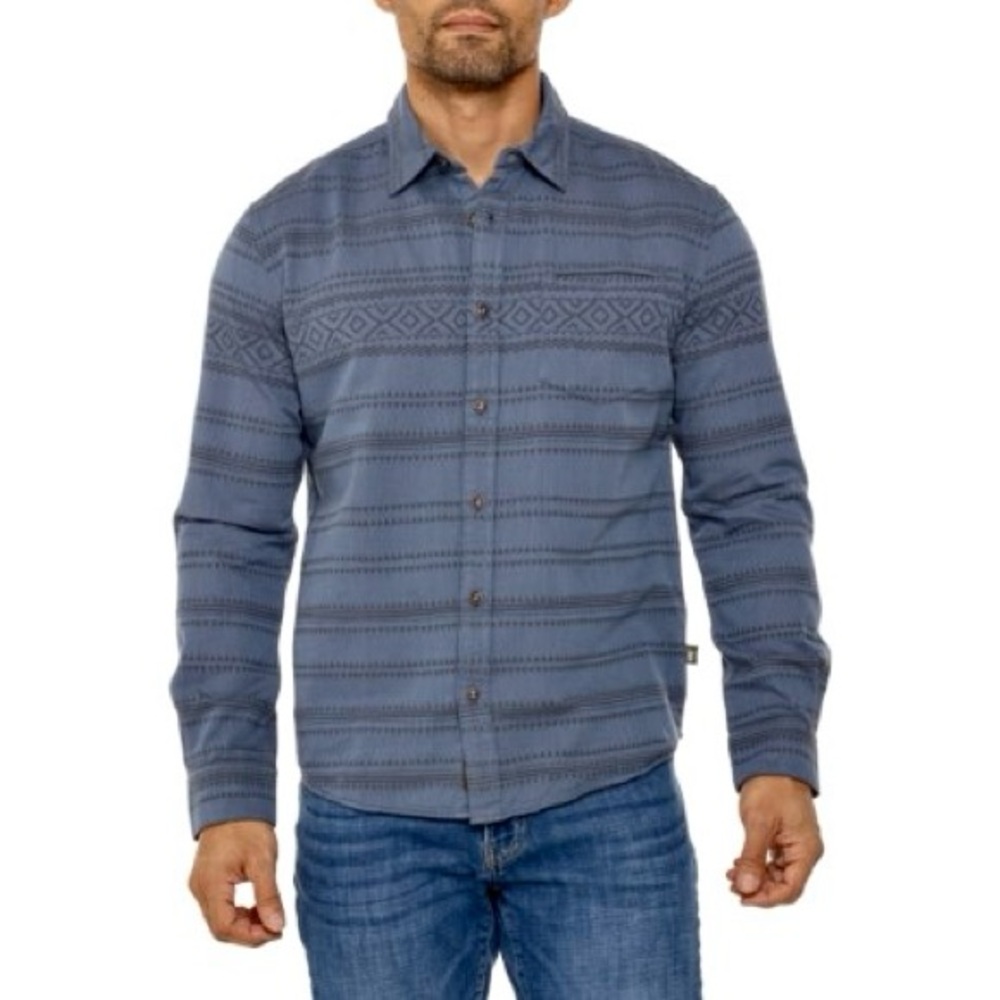 Howler Brothers Enfield Long Sleeve Shirt in Mazatlán Stripe Blue XL EUC